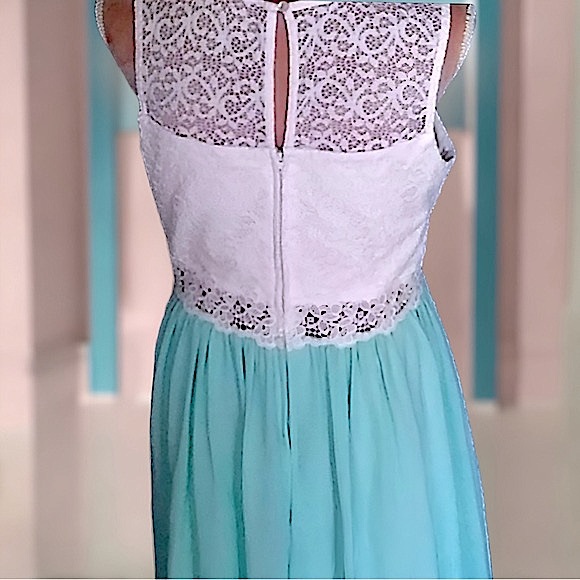 I.N. San Francisco Mint Green and White Lace Shift Dress (Large) - Picture 4 of 11